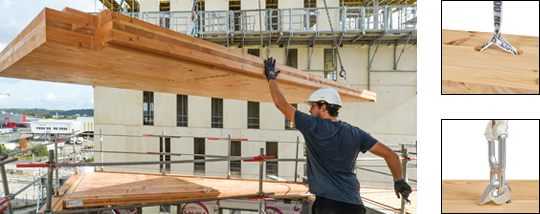 Levage et mise en œuvre sur chantier des panneaux CLT en bois